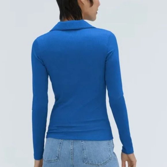 Everlane The Super-Soft Zip Polo Lapis Blue - Picture 2 of 5
